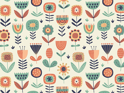 Floral pattern in folk style print