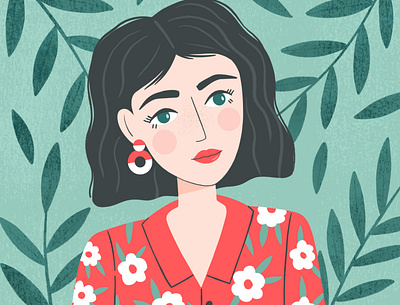 Girl and flowers art design face floral flowers hand illustration procreate woman