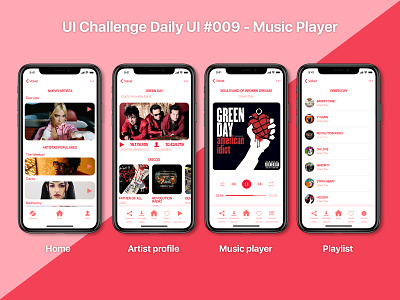 UI Challenge Daily UI #009 - Music Player app design ui ux