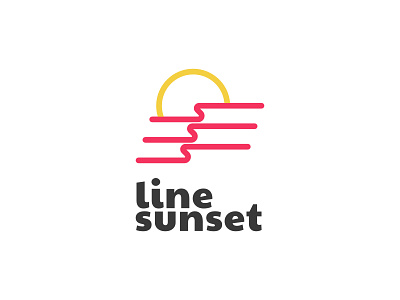 Sunset abstract app beautiful brand branding bright company exploration flat identity line logo modern panorama pink sea sun sunset travel wave