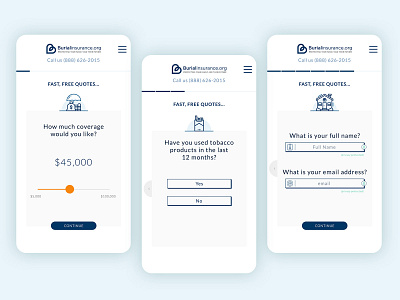 BurialInsurance | Online Form mobile form online form ui design ux design website design