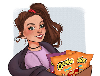 Cheetos Lover art artwork artworking character design cheetos chips concept art digital art digital painting drawing girl girl character girl illustration illustration original character painting sketching