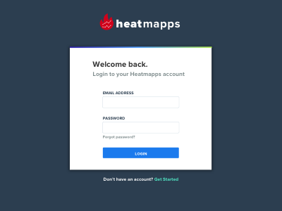 Heatmapps login screen dashboard login
