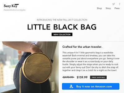 Landing Page for Little Black Bag 003 landing page product page ui daily uidaily uidaily003