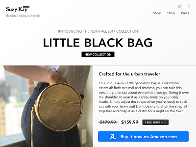 Landing Page for Little Black Bag