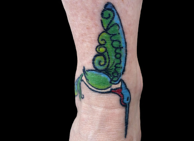 Victoria's Humming Bird bird design humming bird hummingbird illustraion line art tattoo tattoo design typography