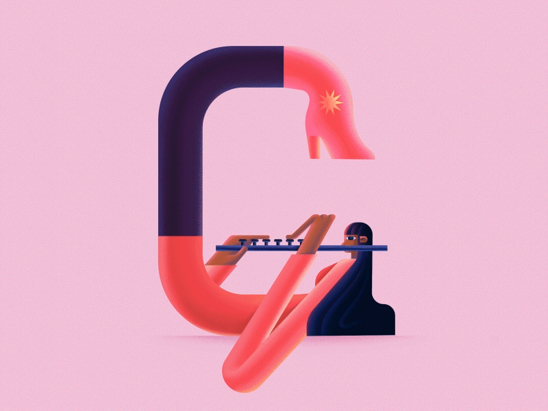 Letter G 36daysoftype animation digital art digitalart flute illustration letter motion music star typogaphy women