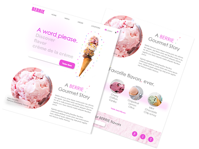 003: Gimme BERRIE ice cream! adobe xd berrie ice cream daily ui ecommerce food gourmet ice cream ice cream landing page ux ui challenge web design