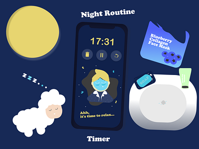 Day 14 - Night Routine Timer adobe xd art daily ui day 14 design illustration night routine timer ux ui challenge