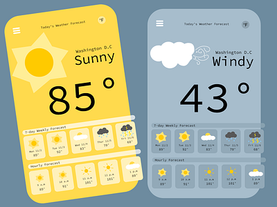 Day 37 - Weather app adobe xd daily ui graphic design illustration mobile ui sunny weather ux ui challenge weather app windy weather