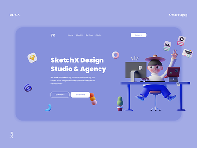 Sketch Design Agency - Website 3d adobexd clean dailyui illustration minimalist ui user interface ux website