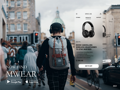 MWEAR - App adobexd app beats beats by dre clean dailyui glass glassmorphism headphones minimalist music music app ui ux