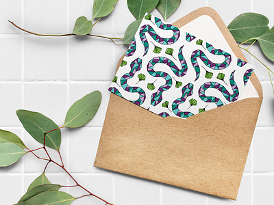 Geometric Snakes and Ginkgo Leaves Card