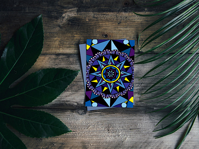 Geometric Compass Blue Palette Greeting Card