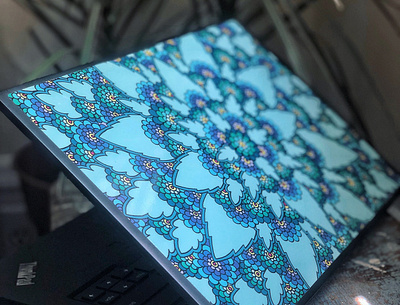 Blue Bloom Laptop Sticker accessory bloom blossom blue drawing floral flowers hand drawn henna home decor illustration illustration design laptop laptop sticker mandala tech