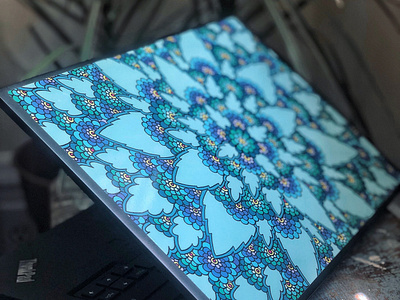 Blue Bloom Laptop Sticker