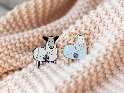 Tangled Sheep Enamel Pins accessory design drawing enamel pin illustration knitting sheep