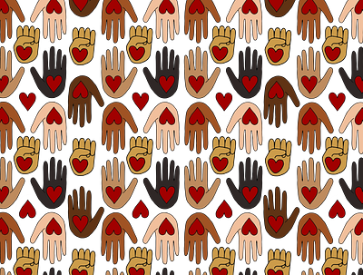 Diversity diversity drawing equal rights equality fist hands hearts illustration palm pattern pattern design photoshop