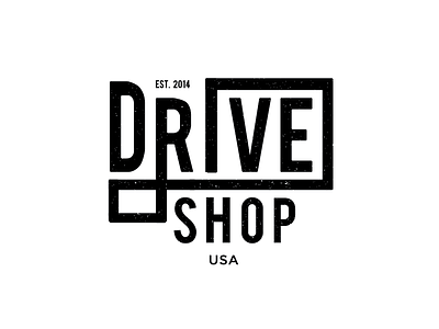 DriveShop automotive black logo branding design drive flat identity logo texture logo typography