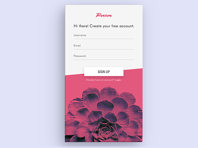 Daily UI 001 app screen clean dailyui001 pink sign up simple ui design visual design