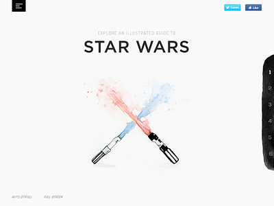 Daily UI #003: Landing Page clean daily ui dailyui003 illustration landing page lightsabers simple ui star wars ui design watercolor