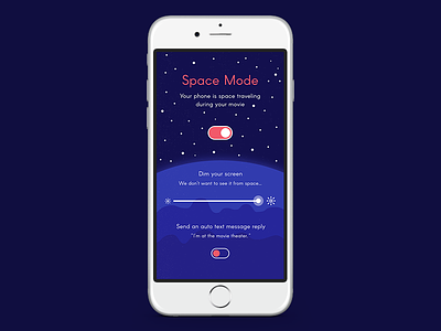 Daily UI #007: Settings daily ui 007 daily ui challenge illustration mobile app movie theater settings space stars toggle button ui design