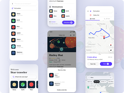 Space Travel App Concept Design app dreamy ios mobile playful product design ui ux