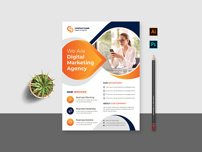 Corporate business marketing company flyer design clean flyer