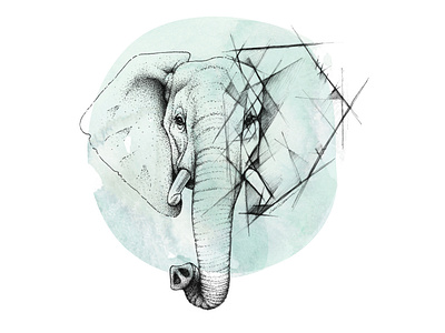 Geometric elephant sketch