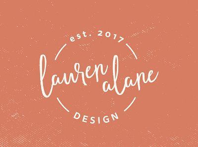 Lauren Alane Design logo branding design brush circle logo cursive custom logo est. 2017 graphic design graphic designer logo design logo designer orange logo personal branding rust orange rustic script signature texture typography