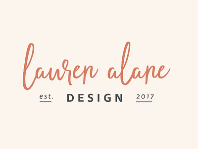 Lauren Alane Design LLC logo branding and identity branding design branding designer custom logo est. 2017 graphic design graphic designer lauren alane logo orange logo personal branding script signature typography