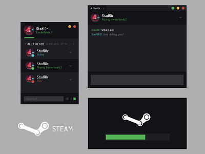 Steam Flat UI concept gaming steam ui