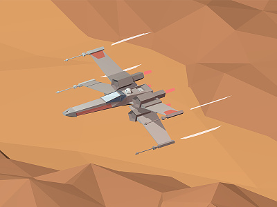 X-Wing over Tatooine 3d low poly starwars tatooine xwing