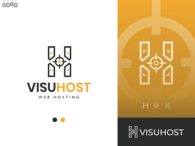 H Letter Logo Design -  H + Visual Icon -  VISUHOST Web Hosting