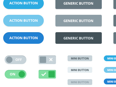 Elements for a Pattern Library blue buttons flat gray green pattern library patterns switches toggle