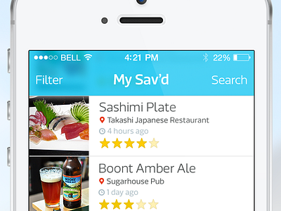 App Redesigned for iOS 7 7 app blue drink food ios ios 7 iphone 5 iphone app riona status bar white