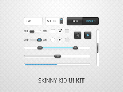 Skinny Kid UI Kit button checkbox form field kit progress radio scrollbar spinner ui ui elements ui kit user interface