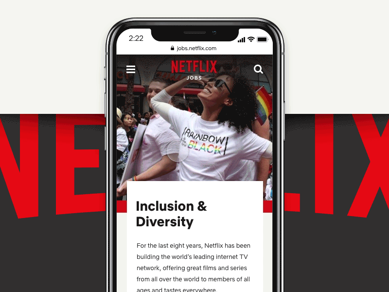Netflix Jobs Site Redesign - Mobile Menu