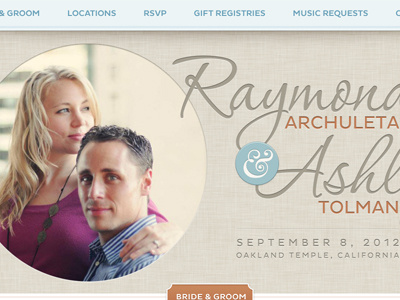 Wedding Website ampersand beach blue corinthia fixed nav orange pluto sans scroller tan texture typography website wedding