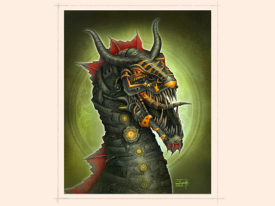 Robot Dragon concept art creature design digital 2d game art game asset illustration visual art