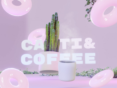 Cacti & Coffee - Poster Render 03 3d 3d art abstract blender branding coffee design illustration scifi ui