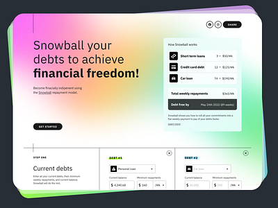 Snowball - UI/UX Design card clean finance glass sass typogaphy ui ui design ux web web app web apps web design website