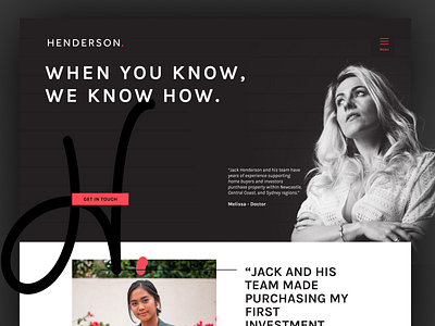 Henderson. - Website Design clean contrast dark design lite pink professional simple ui ux uxui web
