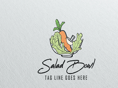 Salad Bowl Food Logo Design Template