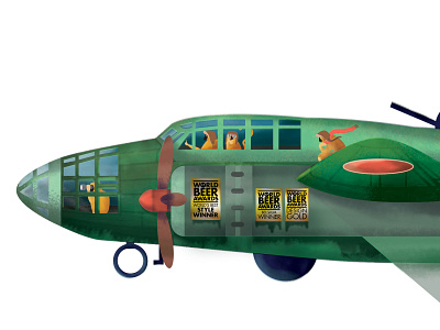 Betty B. Bossuwé plane! beer illustration monkey