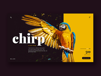 Chirp bird’s shop landing page pet shop ui ui design inspiration ux ux design website design