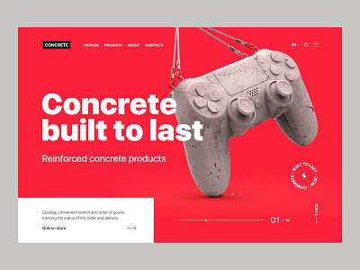 Concrete - Website concept 3d app c4d clean concept concrete design dualshock figma gamepad playstation product design sony typography ui user experience user interface ux web