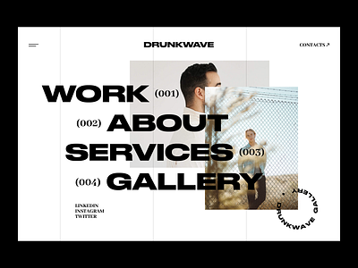 Drunkwave Gallery — Website concept 3d app c4d clean clothes concept design exhibition fashion figma gallery minimal navigation photography typography ui user experience user interface ux web