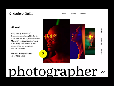 Mathew Guido Portfolio aftereffects animation design fashion figma grid interaction interface minimal motion photography portfolio promo typogaphy ui user inteface ux web webdesign website