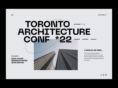 Toronto Architecture Conference aftereffects animation architecture concept conference design event figma grid interface minimal motion photography promo typography ui user experience user interface ux web